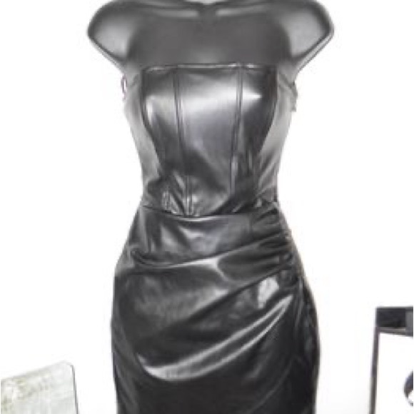 ZARA Black Leather Mini Dress - Picture 3 of 4